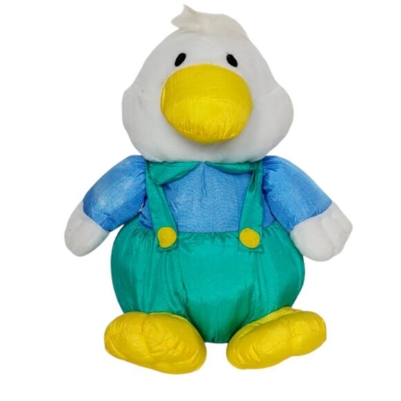 Vintage 1994 Gibson Greetings Easter Duck Overalls Plush Stuffed Animal 12" - Picture 1 of 5